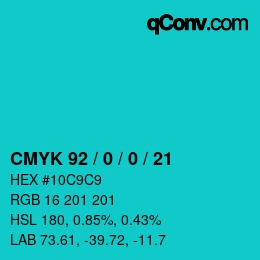 Color code: CMYK 92 / 0 / 0 / 21 | qconv.com
