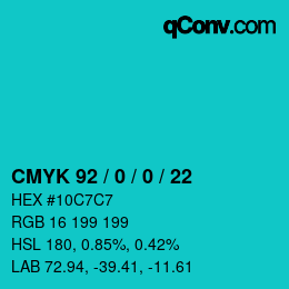 Color code: CMYK 92 / 0 / 0 / 22 | qconv.com