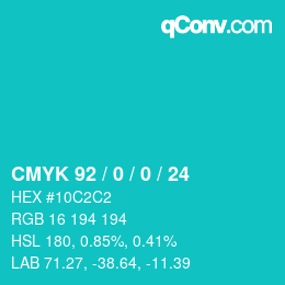 Color code: CMYK 92 / 0 / 0 / 24 | qconv.com