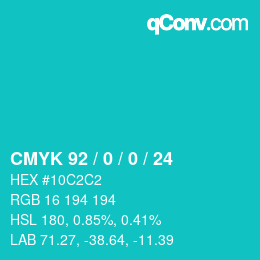 Color code: CMYK 92 / 0 / 0 / 24 | qconv.com