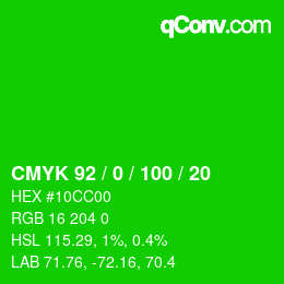 Color code: CMYK 92 / 0 / 100 / 20 | qconv.com