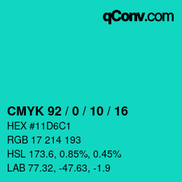 カラーコード: CMYK 92 / 0 / 10 / 16 | qconv.com
