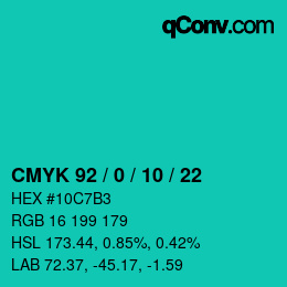 Color code: CMYK 92 / 0 / 10 / 22 | qconv.com