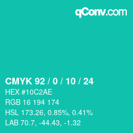 カラーコード: CMYK 92 / 0 / 10 / 24 | qconv.com