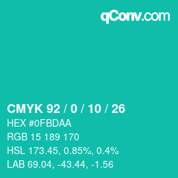 カラーコード: CMYK 92 / 0 / 10 / 26 | qconv.com