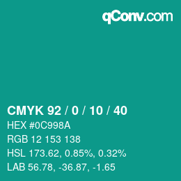 カラーコード: CMYK 92 / 0 / 10 / 40 | qconv.com