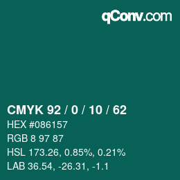 Color code: CMYK 92 / 0 / 10 / 62 | qconv.com