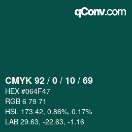 カラーコード: CMYK 92 / 0 / 10 / 69 | qconv.com