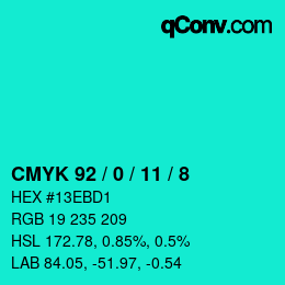 Color code: CMYK 92 / 0 / 11 / 8 | qconv.com
