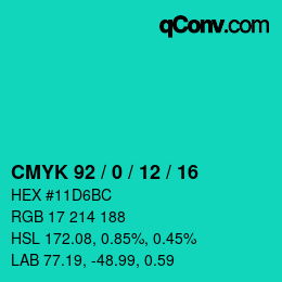 Color code: CMYK 92 / 0 / 12 / 16 | qconv.com
