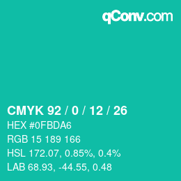 Color code: CMYK 92 / 0 / 12 / 26 | qconv.com