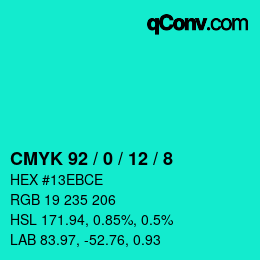 Color code: CMYK 92 / 0 / 12 / 8 | qconv.com