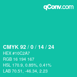 颜色代码: CMYK 92 / 0 / 14 / 24 | qconv.com