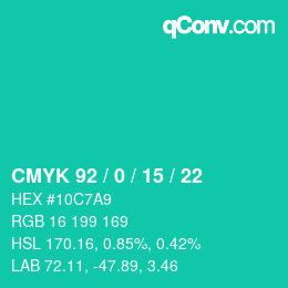 Farbcode: CMYK 92 / 0 / 15 / 22 | qconv.com
