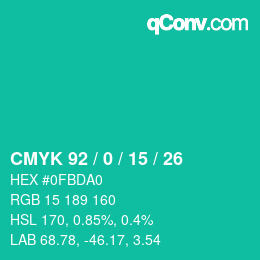 Color code: CMYK 92 / 0 / 15 / 26 | qconv.com