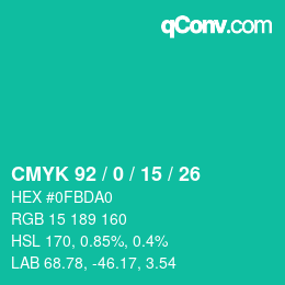 Color code: CMYK 92 / 0 / 15 / 26 | qconv.com