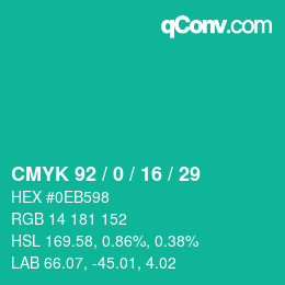 Color code: CMYK 92 / 0 / 16 / 29 | qconv.com