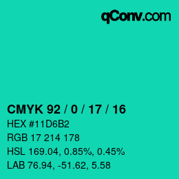Color code: CMYK 92 / 0 / 17 / 16 | qconv.com