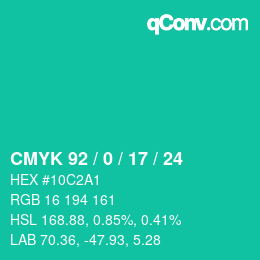 Color code: CMYK 92 / 0 / 17 / 24 | qconv.com