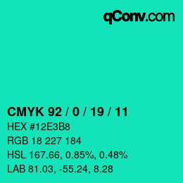 Color code: CMYK 92 / 0 / 19 / 11 | qconv.com