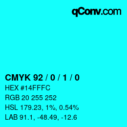 Color code: CMYK 92 / 0 / 1 / 0 | qconv.com