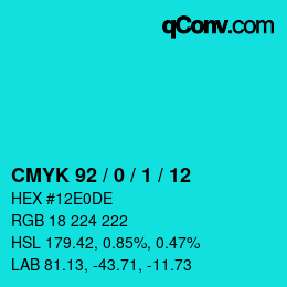 カラーコード: CMYK 92 / 0 / 1 / 12 | qconv.com