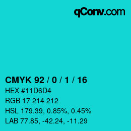 カラーコード: CMYK 92 / 0 / 1 / 16 | qconv.com