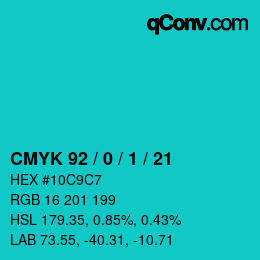 カラーコード: CMYK 92 / 0 / 1 / 21 | qconv.com