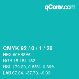カラーコード: CMYK 92 / 0 / 1 / 28 | qconv.com