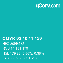 颜色代码: CMYK 92 / 0 / 1 / 29 | qconv.com