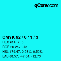 Código de color: CMYK 92 / 0 / 1 / 3 | qconv.com