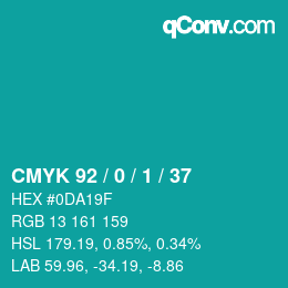 Color code: CMYK 92 / 0 / 1 / 37 | qconv.com