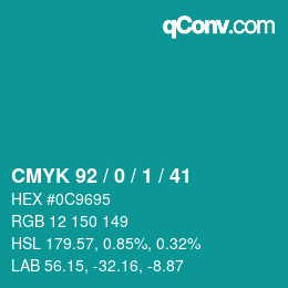 カラーコード: CMYK 92 / 0 / 1 / 41 | qconv.com