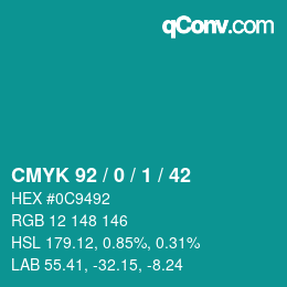 カラーコード: CMYK 92 / 0 / 1 / 42 | qconv.com