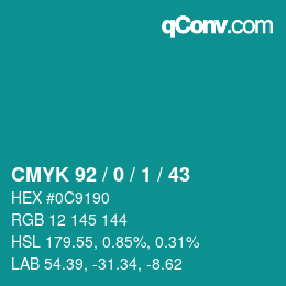 颜色代码: CMYK 92 / 0 / 1 / 43 | qconv.com
