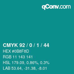カラーコード: CMYK 92 / 0 / 1 / 44 | qconv.com