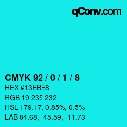 Farbcode: CMYK 92 / 0 / 1 / 8 | qconv.com