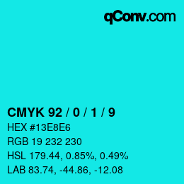 カラーコード: CMYK 92 / 0 / 1 / 9 | qconv.com