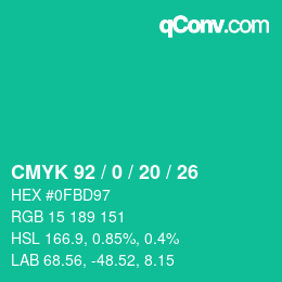 Color code: CMYK 92 / 0 / 20 / 26 | qconv.com
