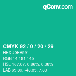 Color code: CMYK 92 / 0 / 20 / 29 | qconv.com