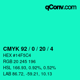 Color code: CMYK 92 / 0 / 20 / 4 | qconv.com