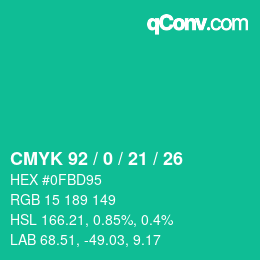 Color code: CMYK 92 / 0 / 21 / 26 | qconv.com