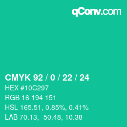 Color code: CMYK 92 / 0 / 22 / 24 | qconv.com