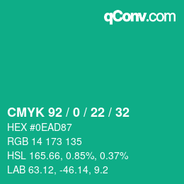 Color code: CMYK 92 / 0 / 22 / 32 | qconv.com