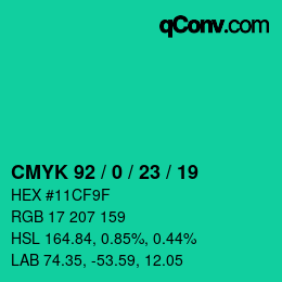 Color code: CMYK 92 / 0 / 23 / 19 | qconv.com