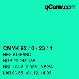 Color code: CMYK 92 / 0 / 23 / 4 | qconv.com