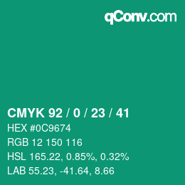 Color code: CMYK 92 / 0 / 23 / 41 | qconv.com