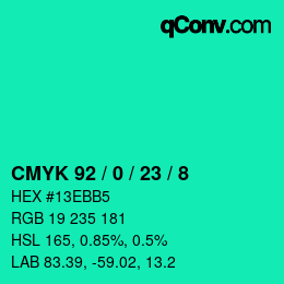 Color code: CMYK 92 / 0 / 23 / 8 | qconv.com
