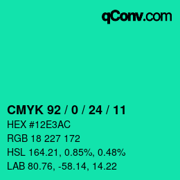 カラーコード: CMYK 92 / 0 / 24 / 11 | qconv.com