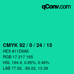 Color code: CMYK 92 / 0 / 24 / 15 | qconv.com